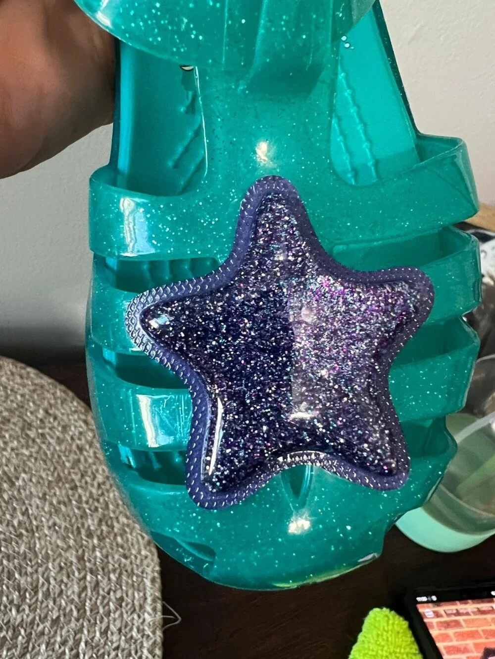 RARE Croc Isabella Ariel Little Mermaid Kids Glitter Jelly Slip-On Size 9